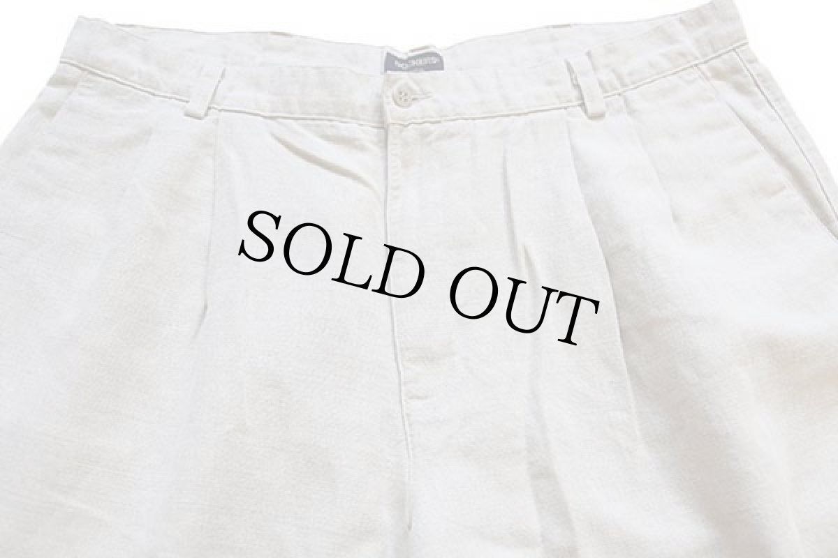 画像4: 90s DOCKERSドッカーズ ツータック スラックス リネン×コットンパンツ ベージュ w40 L30★Levi'sリーバイス (4)