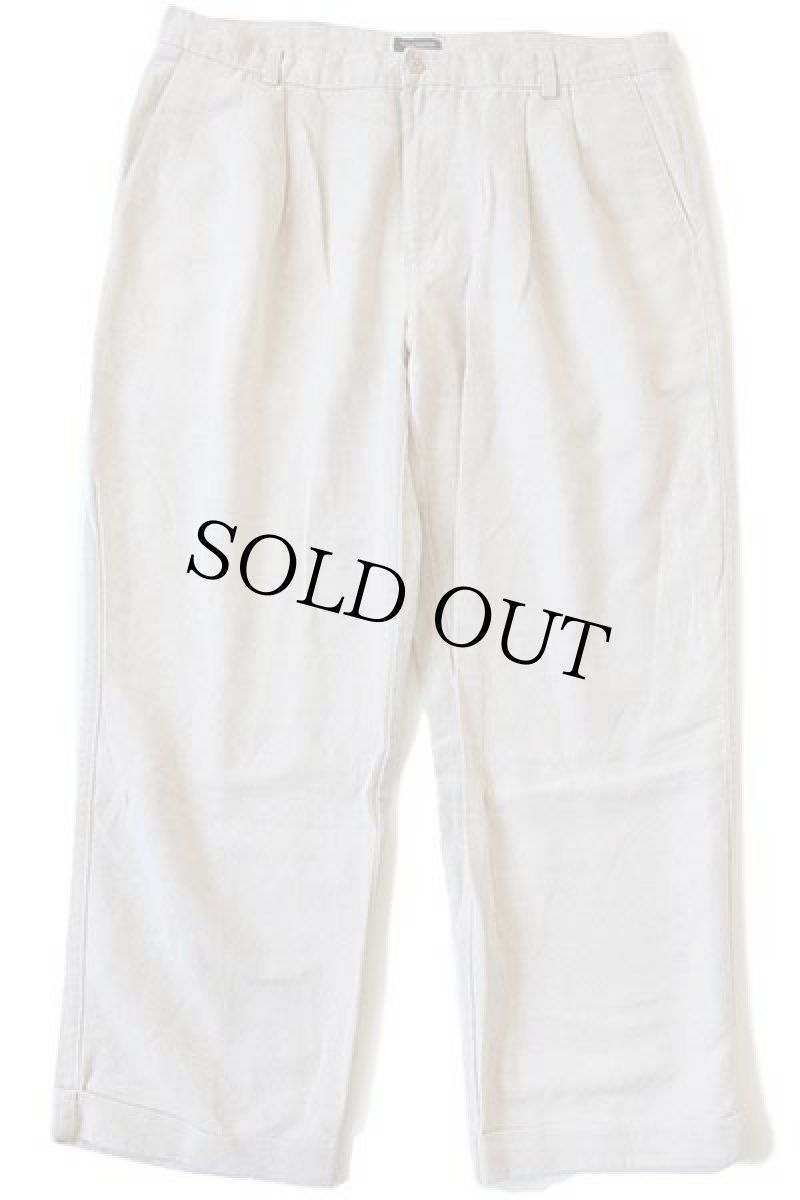 画像2: 90s DOCKERSドッカーズ ツータック スラックス リネン×コットンパンツ ベージュ w40 L30★Levi'sリーバイス (2)