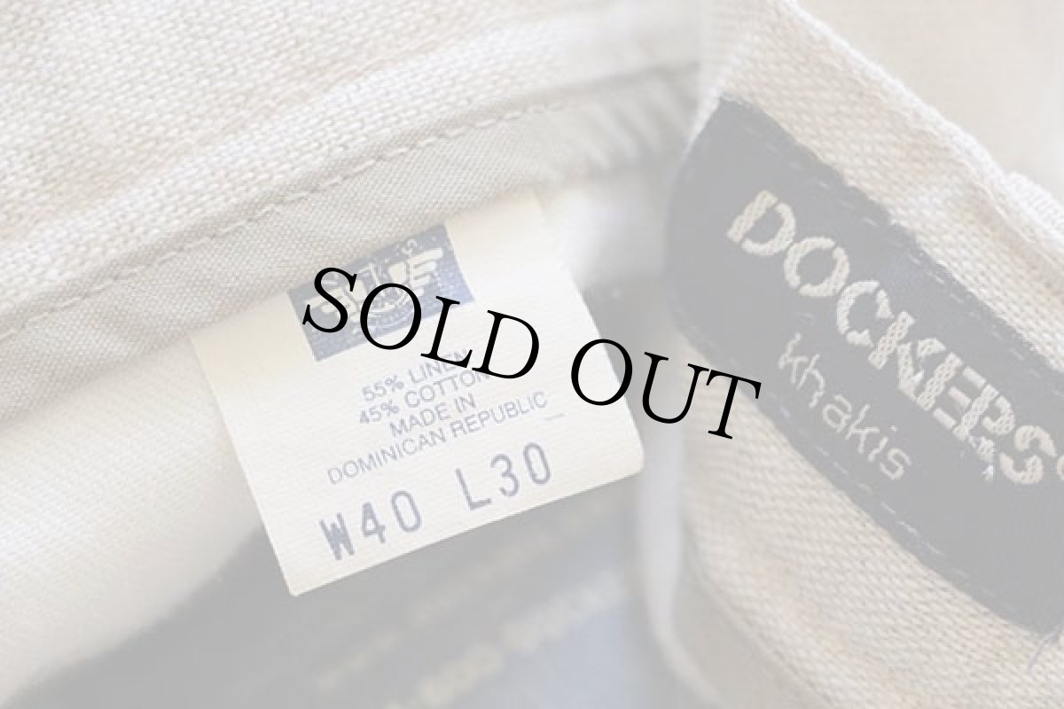 画像6: 90s DOCKERSドッカーズ ツータック スラックス リネン×コットンパンツ ベージュ w40 L30★Levi'sリーバイス (6)