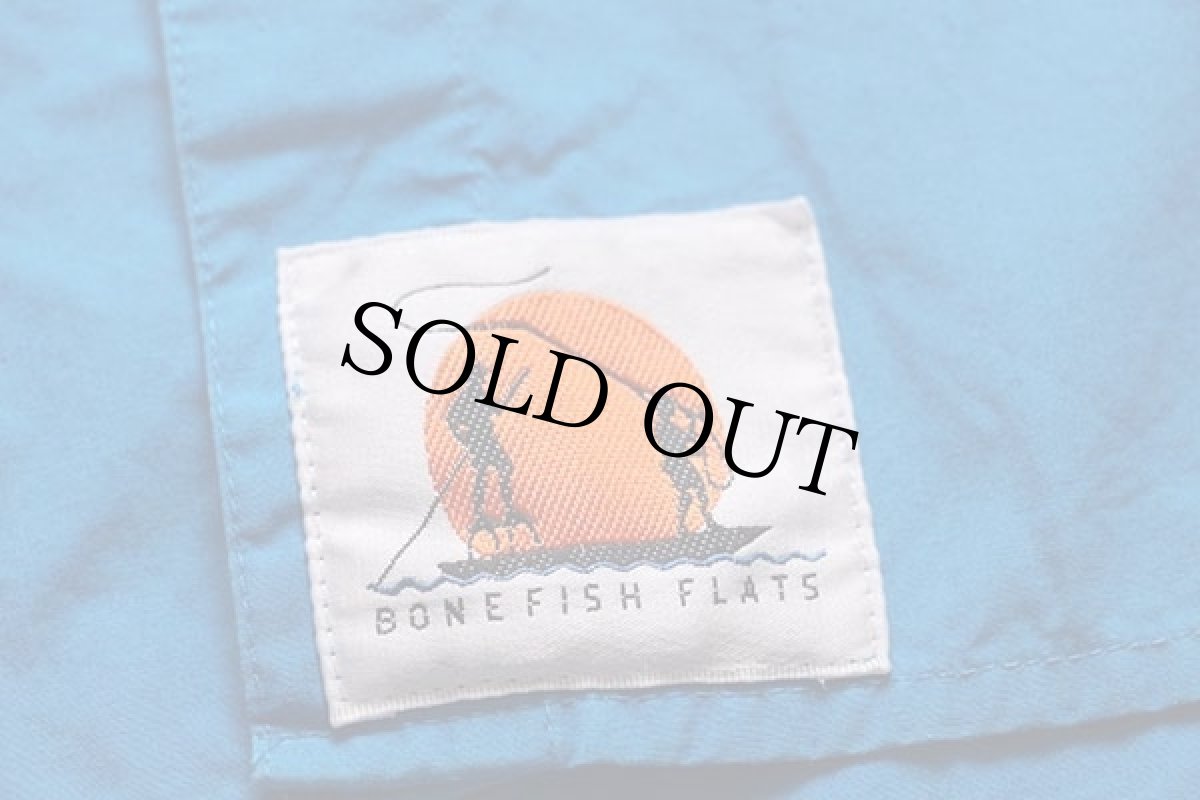 画像5: 90s Columbiaコロンビア BONEFISH FLATS 五分袖 コットンポプリン フィッシングシャツ 青 L (5)