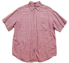 画像1: 90s DOCKERSドッカーズ ギンガムチェック ボタンダウン 半袖 リネン×コットンシャツ★Levi'sリーバイス (1)