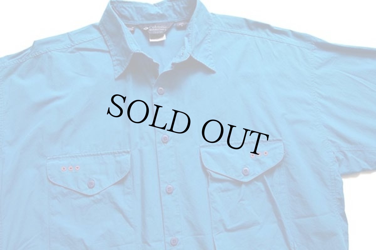 画像3: 90s Columbiaコロンビア BONEFISH FLATS 五分袖 コットンポプリン フィッシングシャツ 青 L (3)