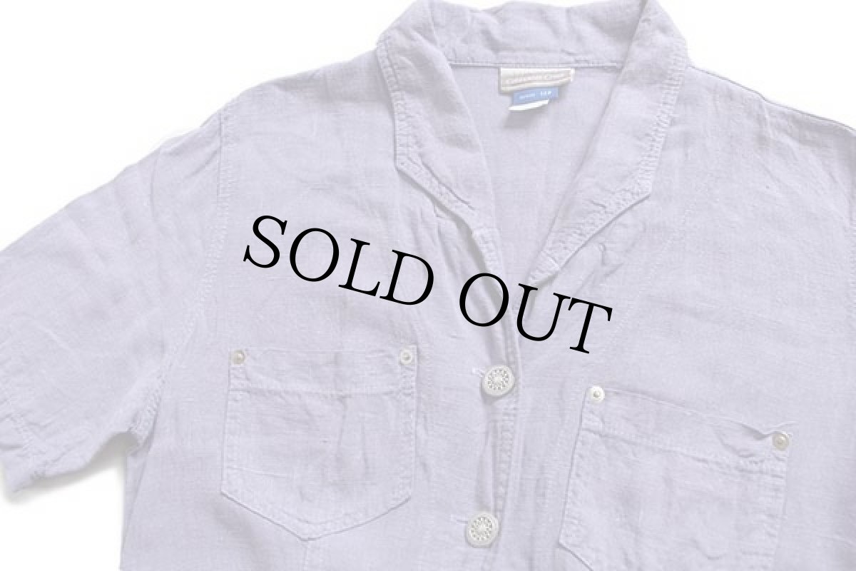 画像3: USA製 Coldwater Creek マキシ丈 半袖 リネン シャツワンピース 薄紫 12 (3)