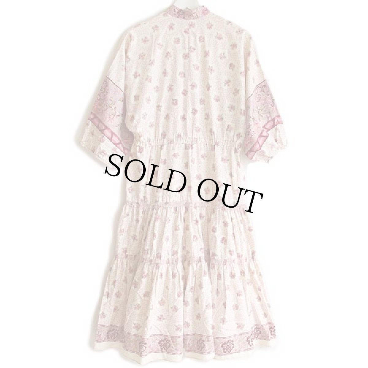 画像2: 70s NON-STOP 小花柄 総柄 バンドカラー 七分袖 コットン ワンピース (2)