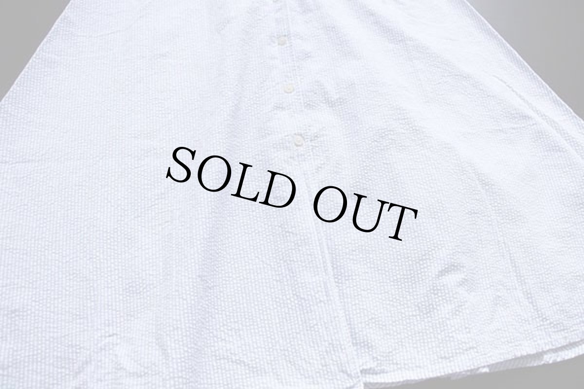 画像6: LAUREN ラルフローレン マキシ丈 ノースリーブ コットン シアサッカー ワンピース サックス×ホワイト 10 (6)