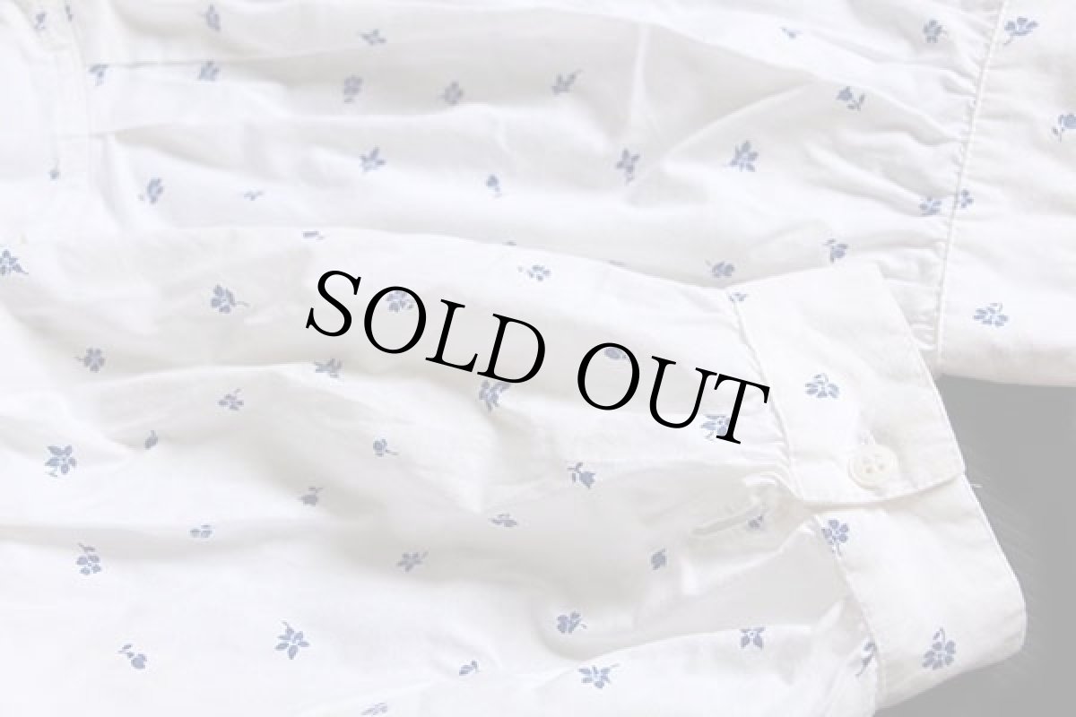 画像8: 70s Lanz 小花柄 総柄 スタンドカラー パフスリーブ 七分袖 コットン ワンピース 白 (8)