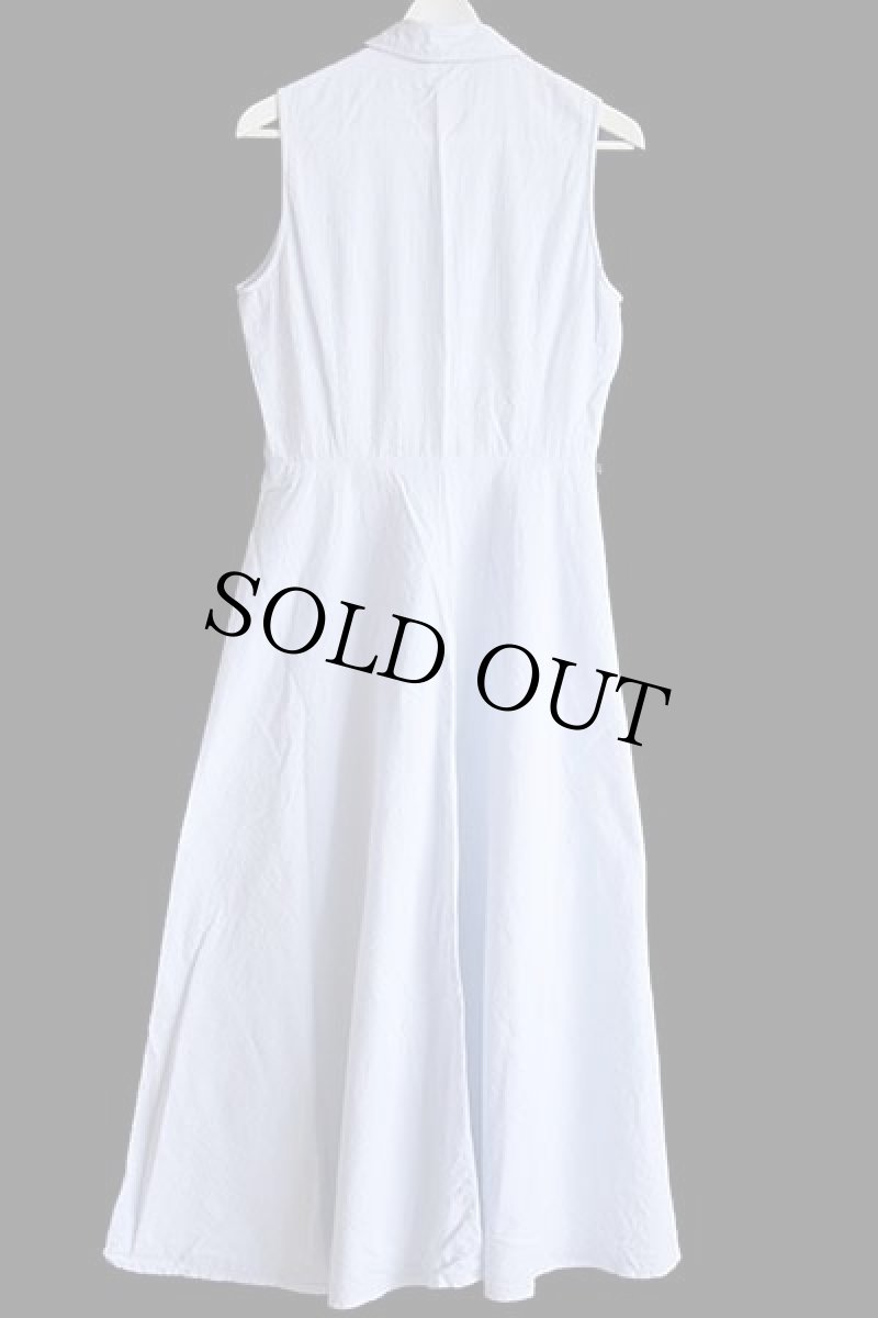 画像3: LAUREN ラルフローレン マキシ丈 ノースリーブ コットン シアサッカー ワンピース サックス×ホワイト 10 (3)