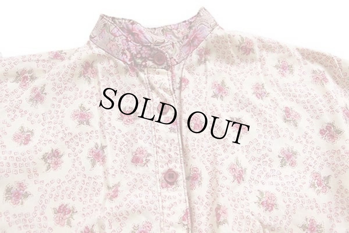 画像3: 70s NON-STOP 小花柄 総柄 バンドカラー 七分袖 コットン ワンピース (3)