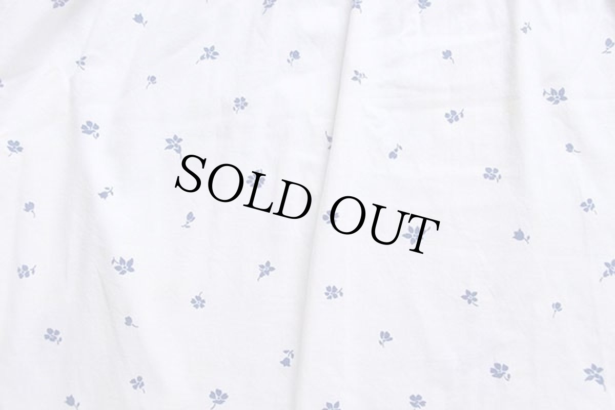 画像7: 70s Lanz 小花柄 総柄 スタンドカラー パフスリーブ 七分袖 コットン ワンピース 白 (7)