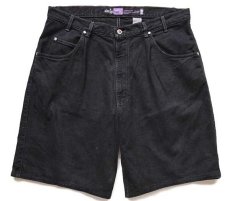 画像1: 90s Levi'sリーバイス silverTabシルバータブ baggy ワンタック ブラックデニム ショートパンツ カスタム 後染め w38 (1)
