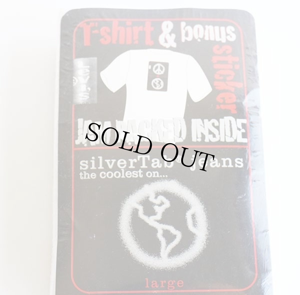 画像2: デッドストック★90s Levi'sリーバイス silverTabシルバータブ Peace on Earth 圧縮Tシャツ ステッカー付き 白 L (2)