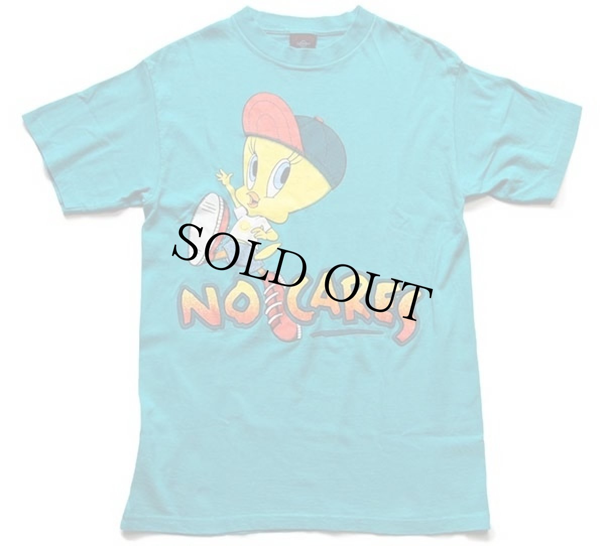 画像2: 90s USA製 WARNER BROS LOONEY TUNES TWEETYトゥイーティー NO CARES コットンTシャツ エメラルドグリーン M (2)