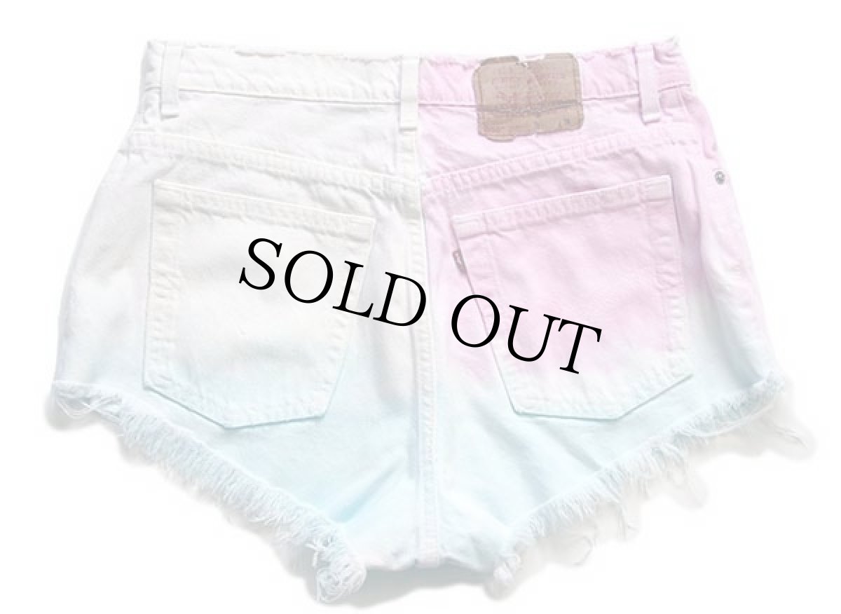 画像2: 90s USA製 Levi'sリーバイス 550 カットオフ マルチカラー デニム ショートパンツ 後染め 14 (2)