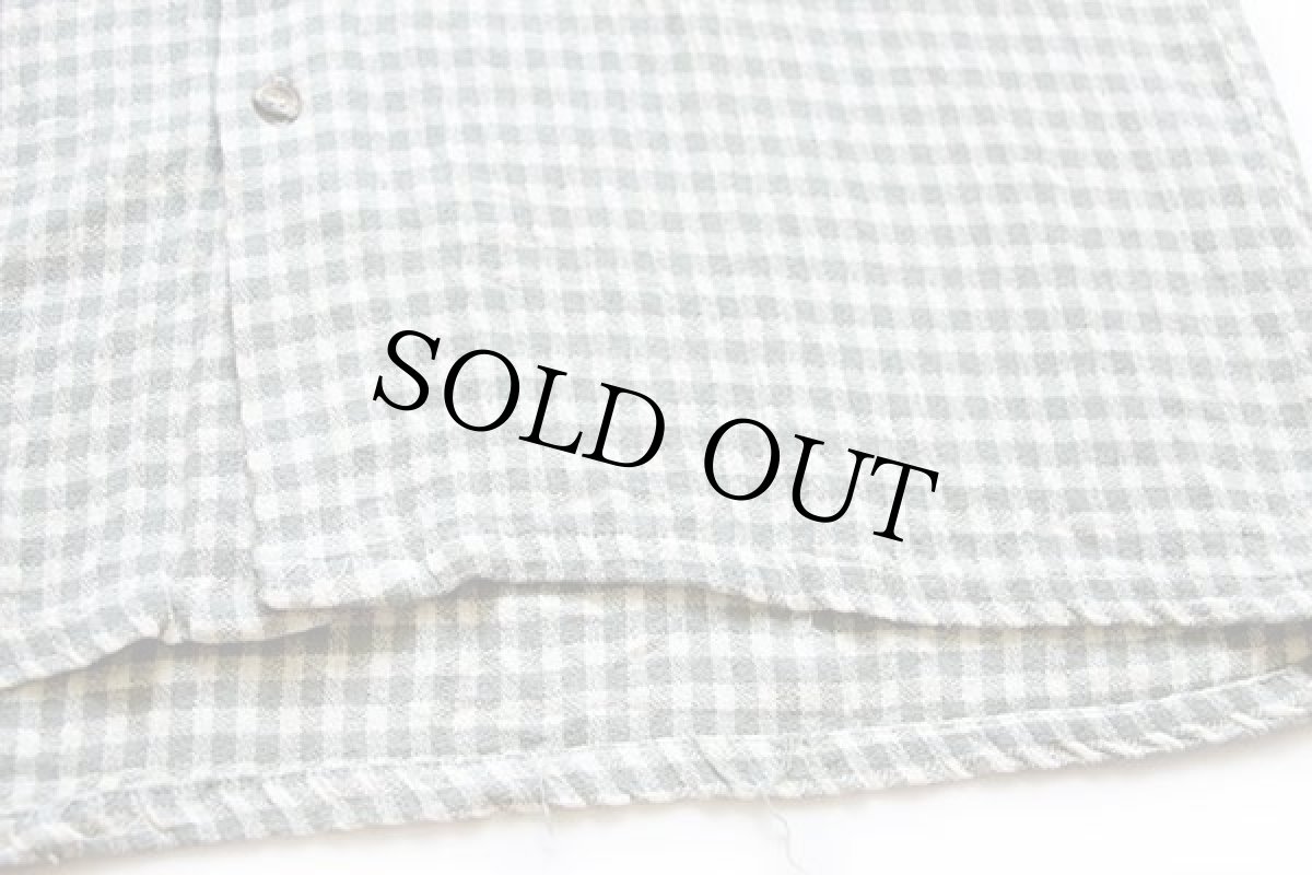 画像4: 90s USA製 MAXX ギンガムチェック 半袖 レーヨン混 オープンカラーシャツ 薄緑×アイボリー L (4)