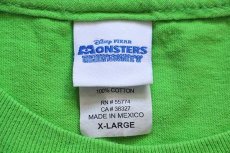 画像4: 00s DISNEYディズニー PIXAR MONSTERS UNIVERSITY モンスターズインク マイク ワゾウスキ コットンTシャツ 黄緑 XL (4)