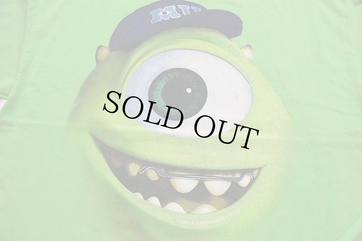画像3: 00s DISNEYディズニー PIXAR MONSTERS UNIVERSITY モンスターズインク マイク ワゾウスキ コットンTシャツ 黄緑 XL (3)