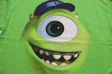 画像3: 00s DISNEYディズニー PIXAR MONSTERS UNIVERSITY モンスターズインク マイク ワゾウスキ コットンTシャツ 黄緑 XL (3)