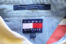 画像4: 90s TOMMY HILFIGERトミーヒルフィガー クレイジーストライプ ボタンダウン 半袖 コットンシャツ L (4)