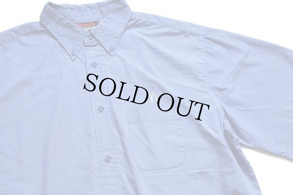 画像3: McDonald'sマクドナルド チェック ボタンダウン 半袖シャツ XL (3)