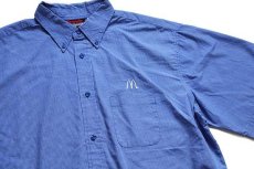 画像3: McDonald'sマクドナルド チェック ボタンダウン 半袖シャツ XL (3)