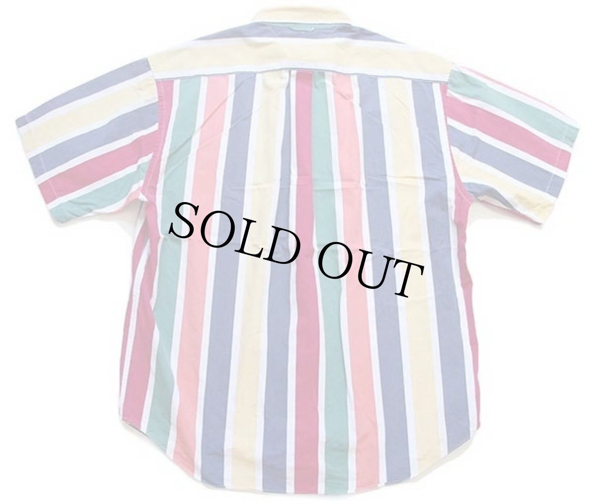 画像2: 90s TOMMY HILFIGERトミーヒルフィガー クレイジーストライプ ボタンダウン 半袖 コットンシャツ L (2)