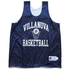 画像2: 90s USA製 Championチャンピオン VILLANOVA BASKETBALL リバーシブル ナイロン メッシュ タンクトップ 紺×白 XL★ゲームシャツ (2)