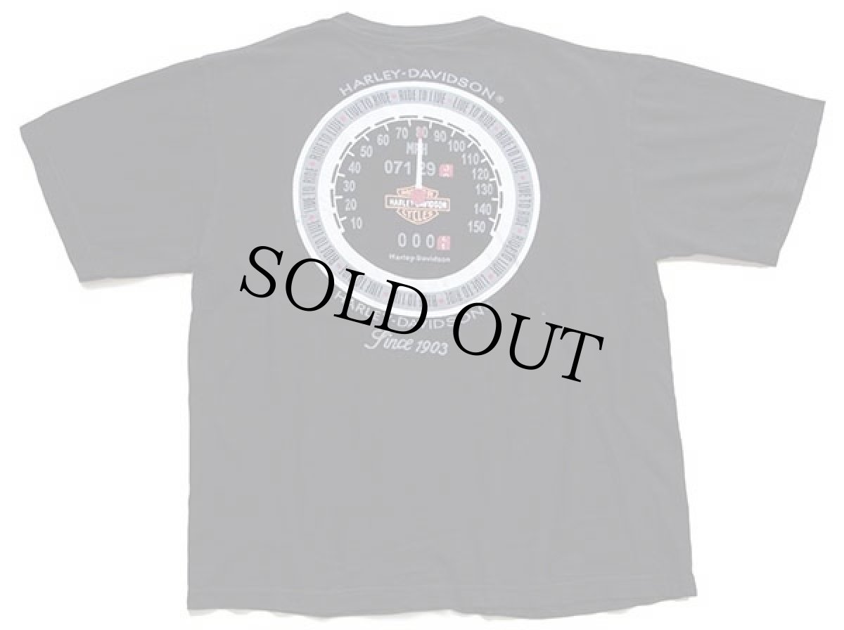 画像3: 90s USA製 HARLEY-DAVIDSON ハーレー ダビッドソン LIVE TO RIDE スピードメーター 両面プリント コットンTシャツ 黒 (3)