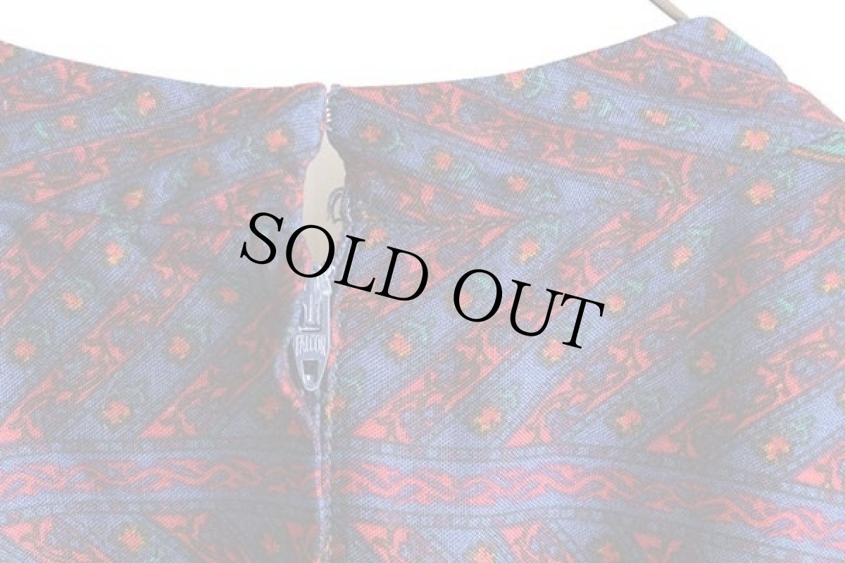 画像4: 70s USA製 Umba FOR Parues Feinstein エスニック柄 スタンドカラー ドルマンスリーブ 七分袖 ワンピース (4)