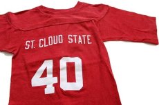 画像1: 70s USA製 Championチャンピオン ST.CLOUD STATE 40 ナンバリング コットン フットボールTシャツ 赤 キッズS (1)