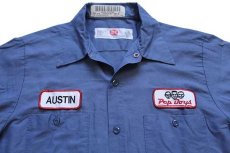 画像3: G&K SERVICES Pep Boysペップボーイズ パッチ付き 半袖 ワークシャツ ブルーグレー M (3)