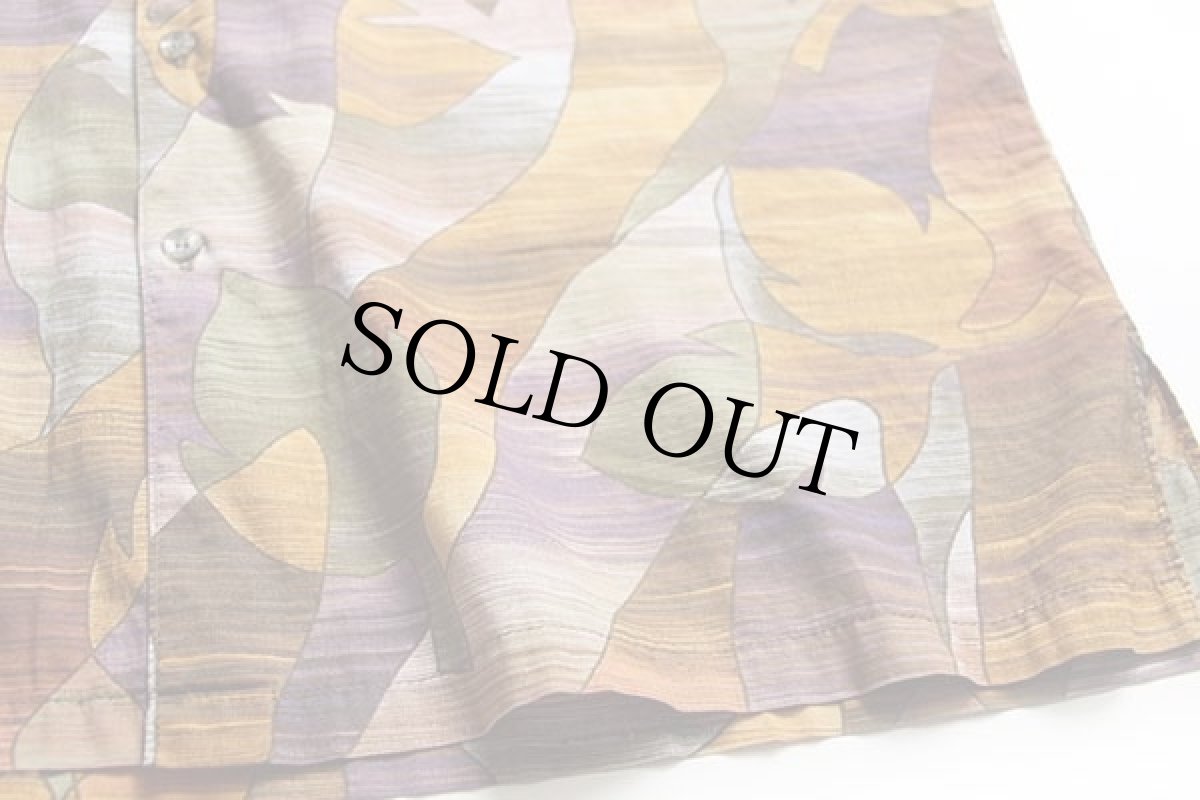 画像5: 90s ハワイ製 Norm Thompson リーフ柄 アート 半袖 コットンシャツ L (5)