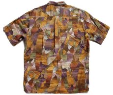 画像2: 90s ハワイ製 Norm Thompson リーフ柄 アート 半袖 コットンシャツ L (2)