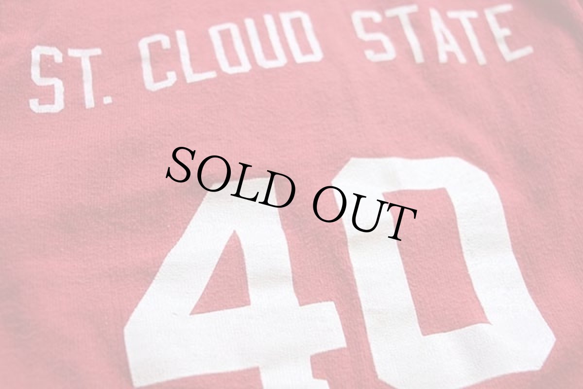 画像4: 70s USA製 Championチャンピオン ST.CLOUD STATE 40 ナンバリング コットン フットボールTシャツ 赤 キッズS (4)