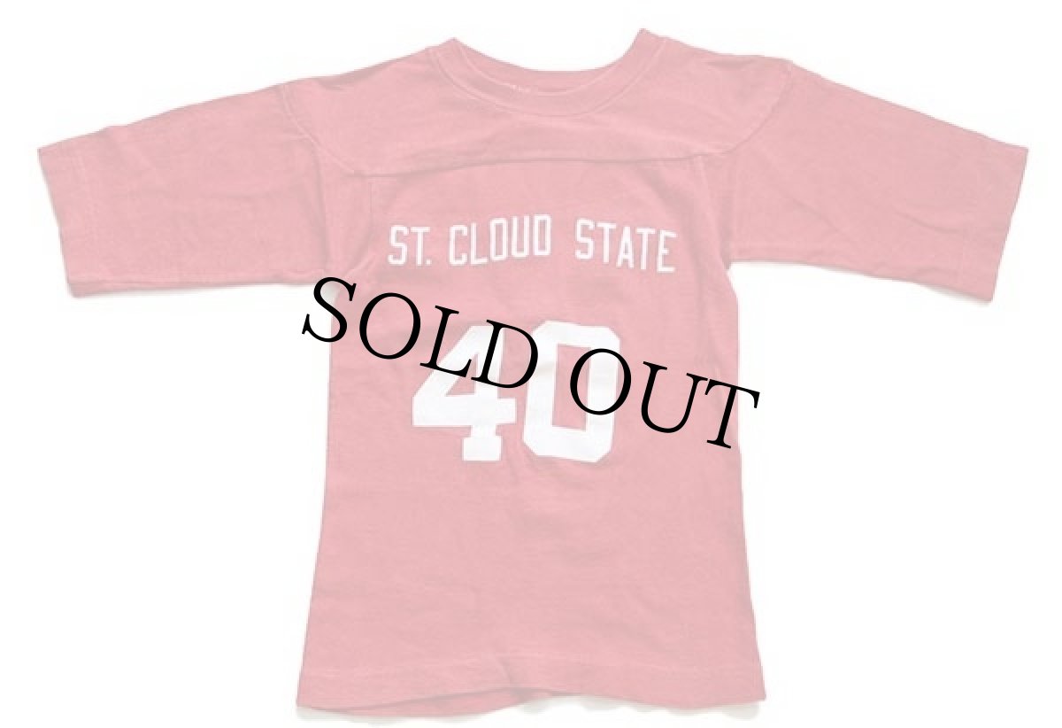 画像1: 70s USA製 Championチャンピオン ST.CLOUD STATE 40 ナンバリング コットン フットボールTシャツ 赤 キッズS (1)