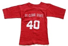 画像2: 70s USA製 Championチャンピオン ST.CLOUD STATE 40 ナンバリング コットン フットボールTシャツ 赤 キッズS (2)