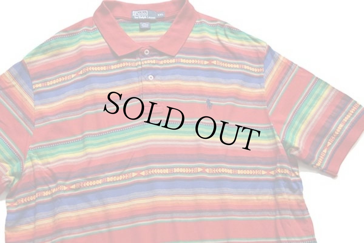 画像3: ポロ ラルフローレン ラグ柄 ジャガード コットン ポロシャツ XXL (3)