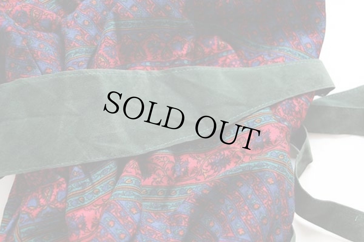 画像8: 70s USA製 Umba FOR Parues Feinstein エスニック柄 スタンドカラー ドルマンスリーブ 七分袖 ワンピース (8)