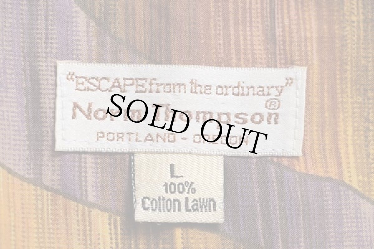 画像4: 90s ハワイ製 Norm Thompson リーフ柄 アート 半袖 コットンシャツ L (4)