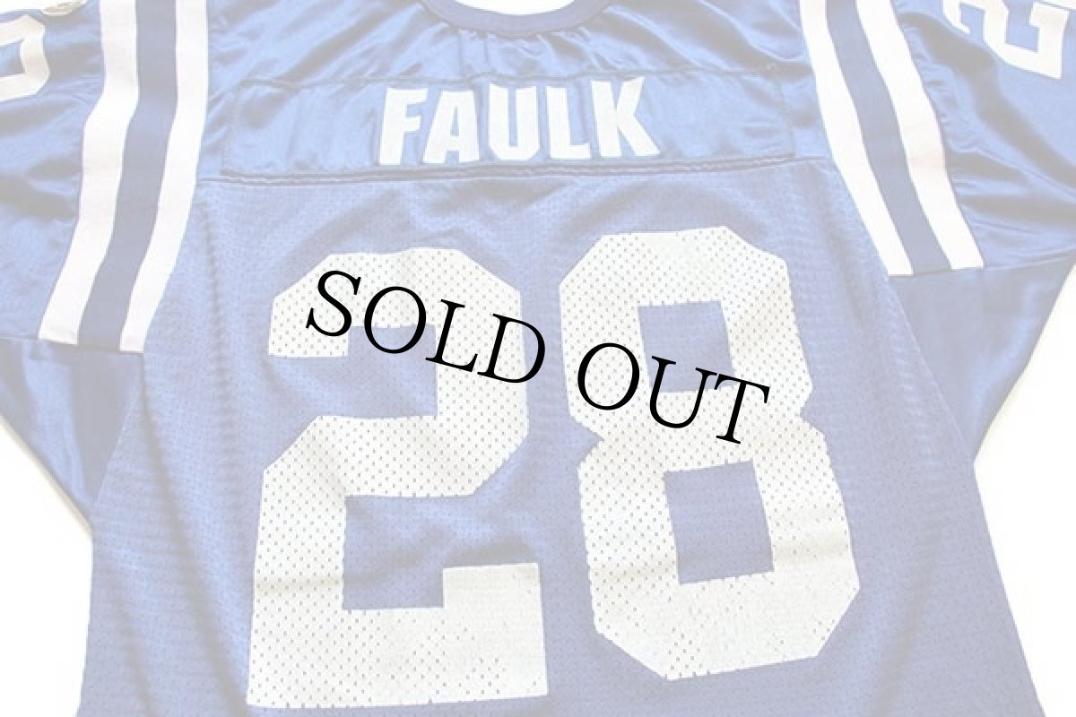 画像3: 90s USA製 Wilson NFL COLTS FAULK 28 ナンバリング ナイロン メッシュ フットボール ゲームシャツ 青 M (3)