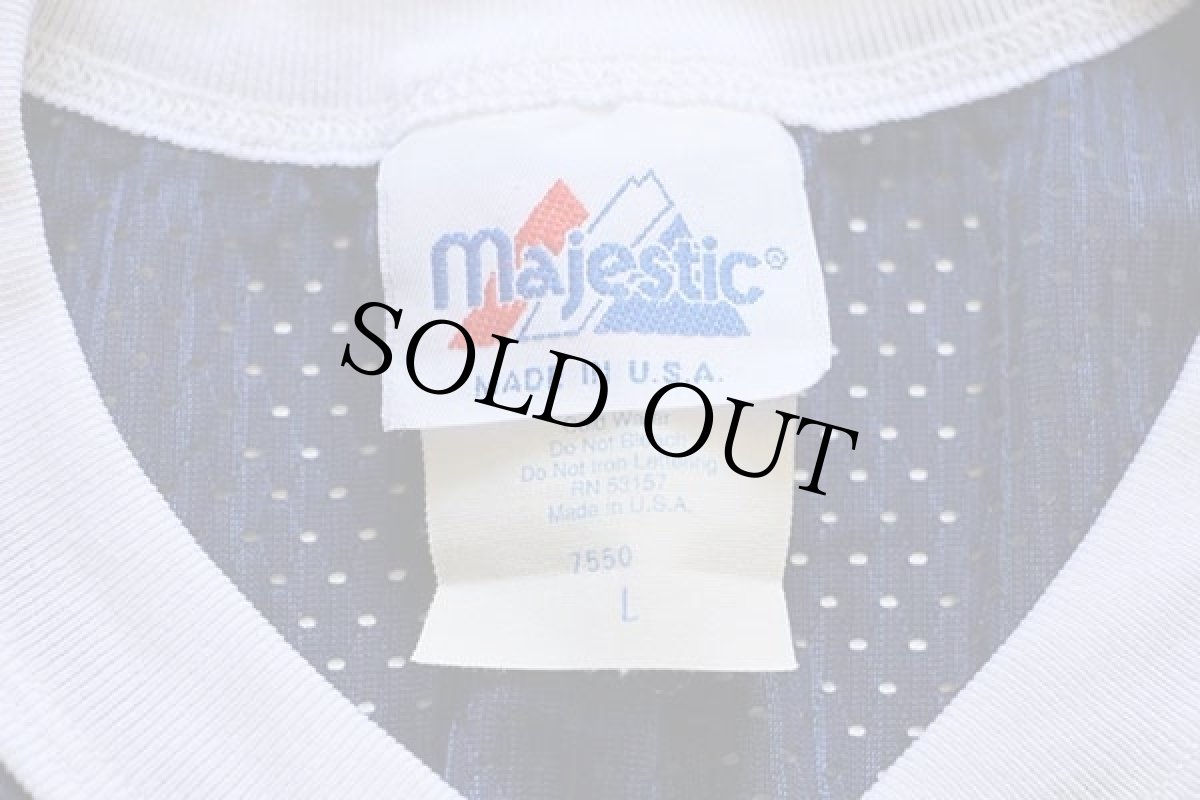 画像4: 90s USA製 Majestic PENN STATE FOOTBALL ショート丈 ナイロン メッシュTシャツ 紺 L★ゲームシャツ (4)