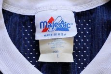 画像4: 90s USA製 Majestic PENN STATE FOOTBALL ショート丈 ナイロン メッシュTシャツ 紺 L★ゲームシャツ (4)