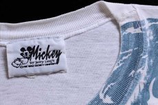 画像3: 90s Mickey by Jerry Leigh ミッキー&ミニー マウス 染み込み オールオーバープリント ショート丈 コットンTシャツ 白 (3)