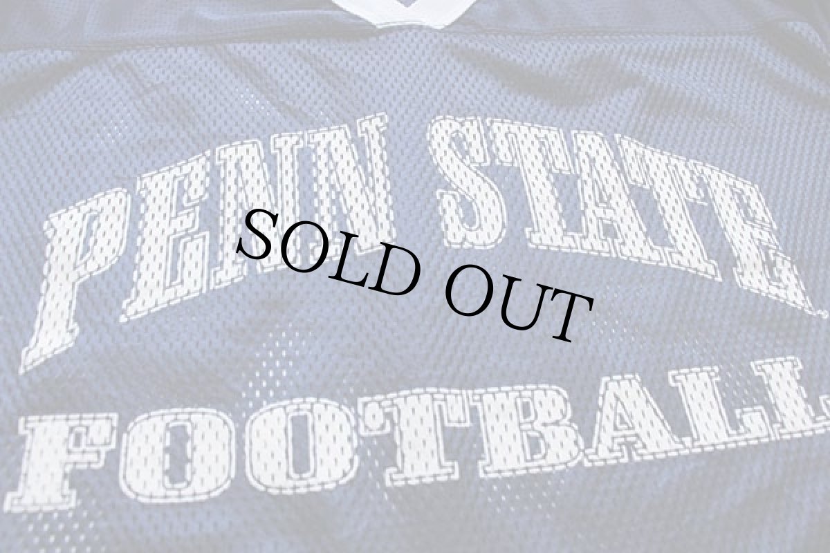 画像3: 90s USA製 Majestic PENN STATE FOOTBALL ショート丈 ナイロン メッシュTシャツ 紺 L★ゲームシャツ (3)