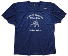 画像2: 90s USA製 NIKEナイキ Cops&Kids Hockey Match ホッケー ナイロン メッシュTシャツ 紺 XL★ゲームシャツ (2)