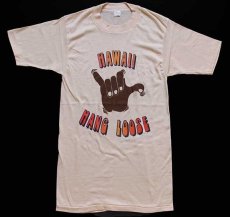 画像2: 70s USA製 HAWAII HANG LOOSE 染み込みプリント Tシャツ ベージュ M (2)