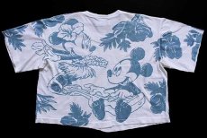 画像2: 90s Mickey by Jerry Leigh ミッキー&ミニー マウス 染み込み オールオーバープリント ショート丈 コットンTシャツ 白 (2)