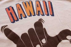 画像3: 70s USA製 HAWAII HANG LOOSE 染み込みプリント Tシャツ ベージュ M (3)