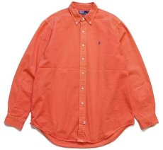画像1: 90s ポロ ラルフローレン ワンポイント ボタンダウン コットンツイルシャツ オレンジ XL (1)