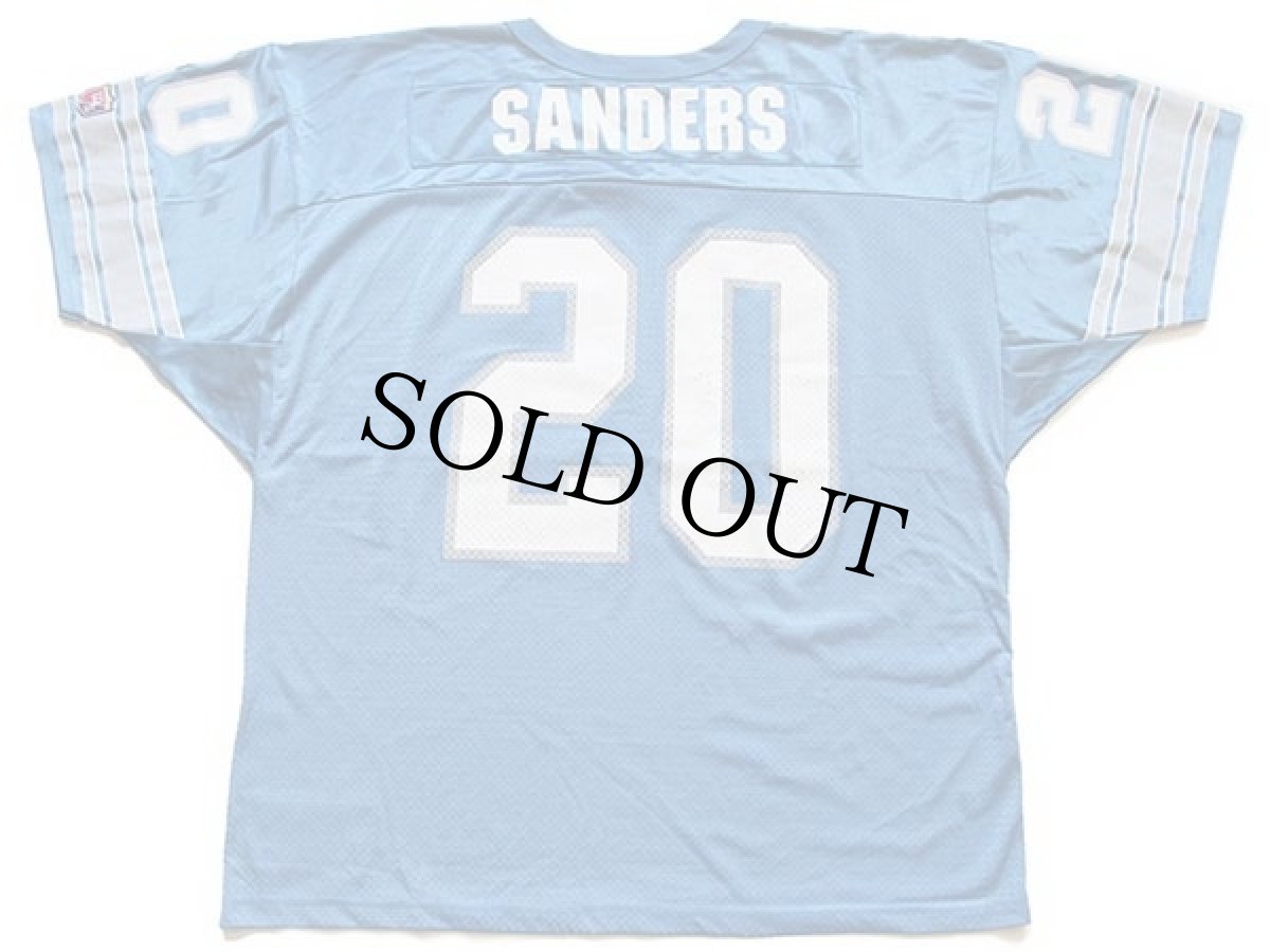 画像2: 90s USA製 Wilson NFL LIONS SANDERS 20 ナンバリング ナイロン メッシュ フットボール ゲームシャツ 水色 XXL (2)