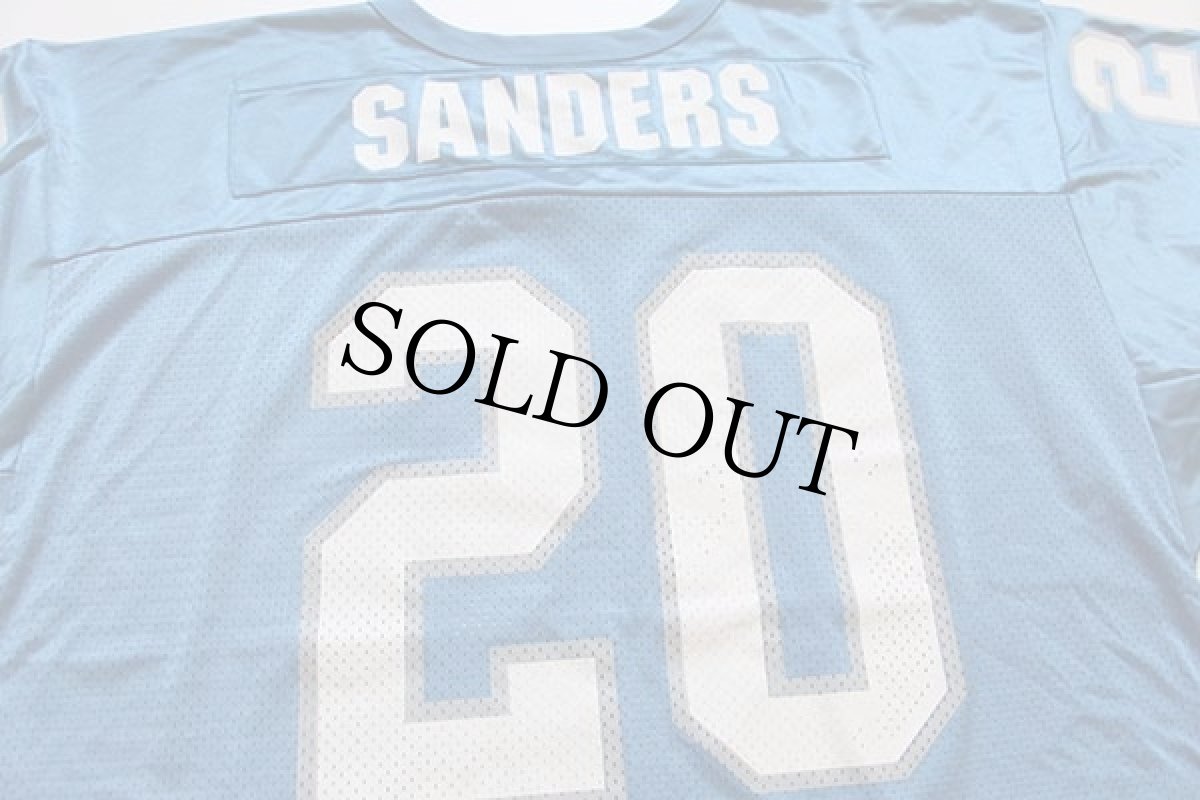 画像3: 90s USA製 Wilson NFL LIONS SANDERS 20 ナンバリング ナイロン メッシュ フットボール ゲームシャツ 水色 XXL (3)